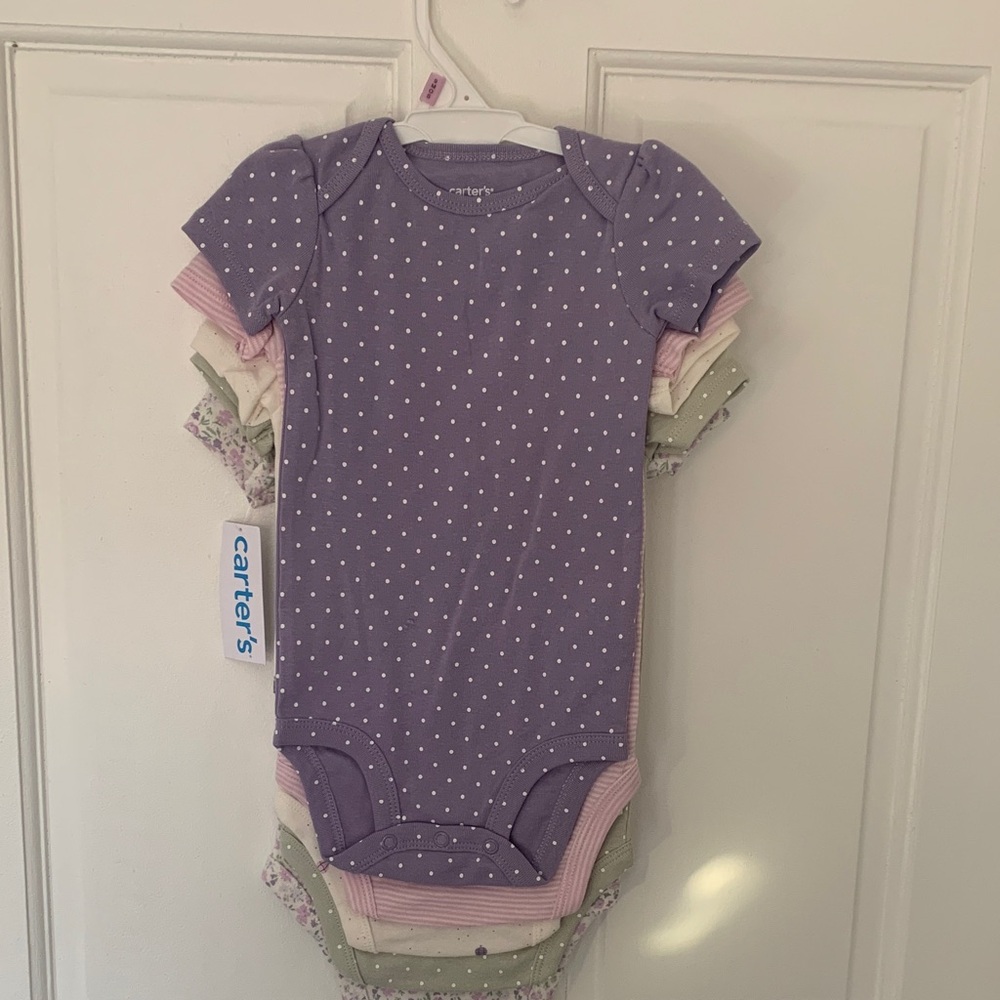 NWT Carter's Multicolor Floral and Solid Bodysuit Set - Picture 2 of 2